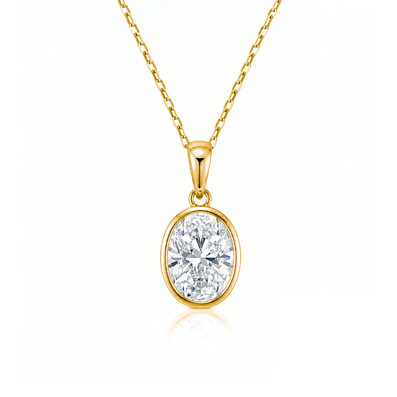 Bezel Oval Moissanite Necklace