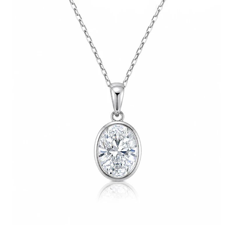 Bezel Oval Moissanite Necklace