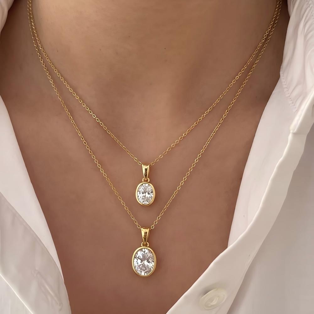 Bezel Oval Moissanite Necklace