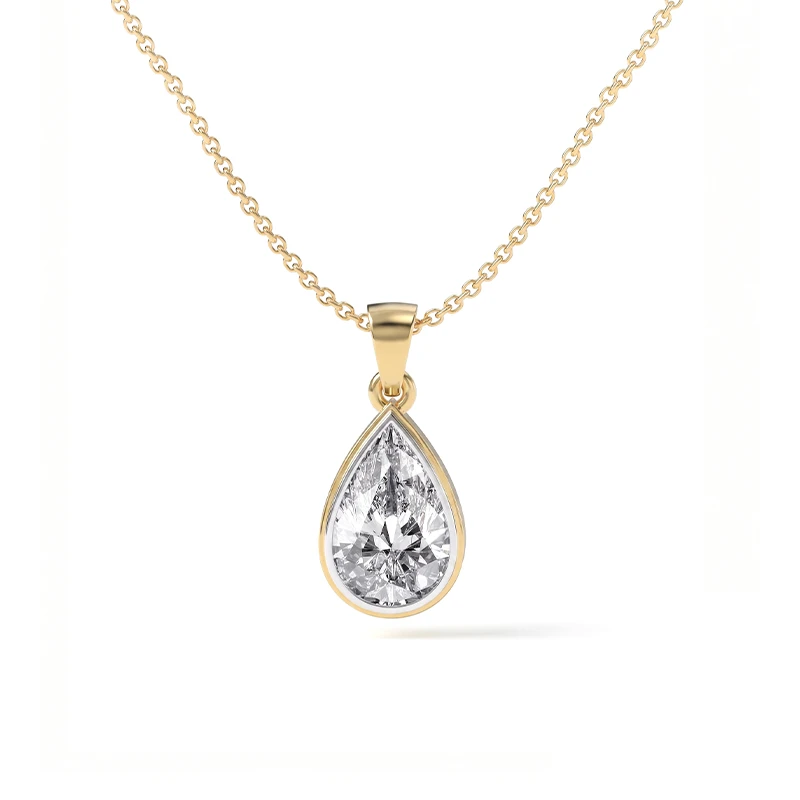 Bezel Pear Moissanite Necklace