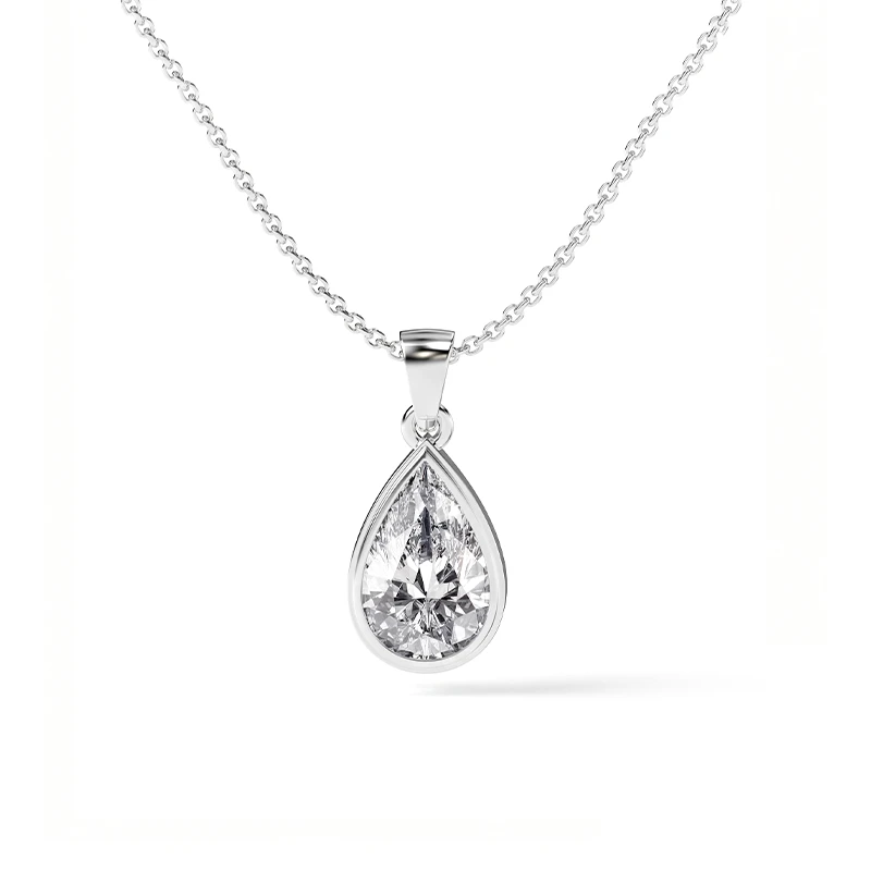 Bezel Pear Moissanite Necklace
