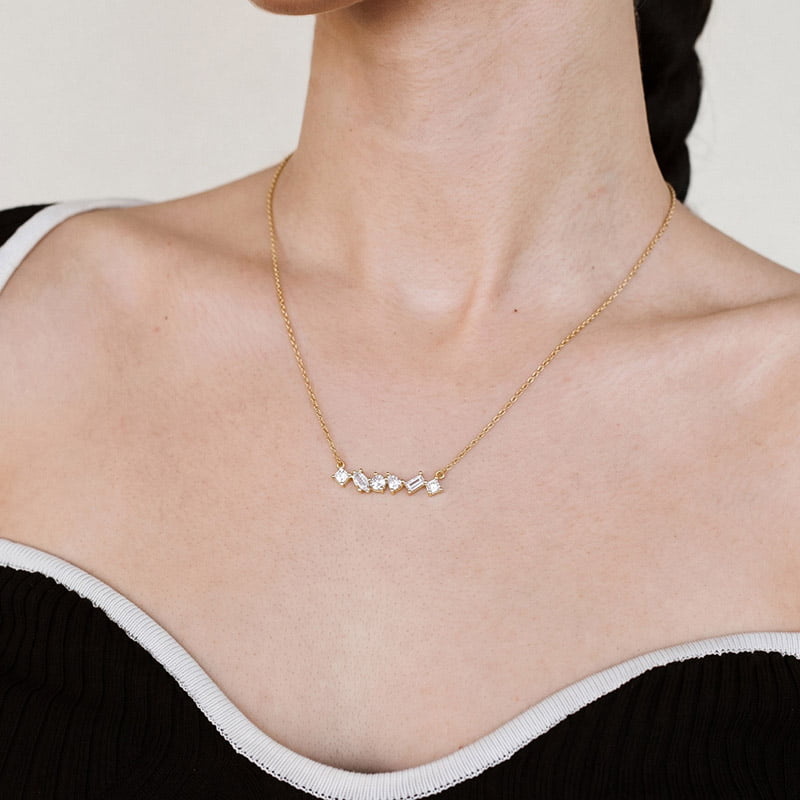 Six-Shape Fancy Moissanite Necklace