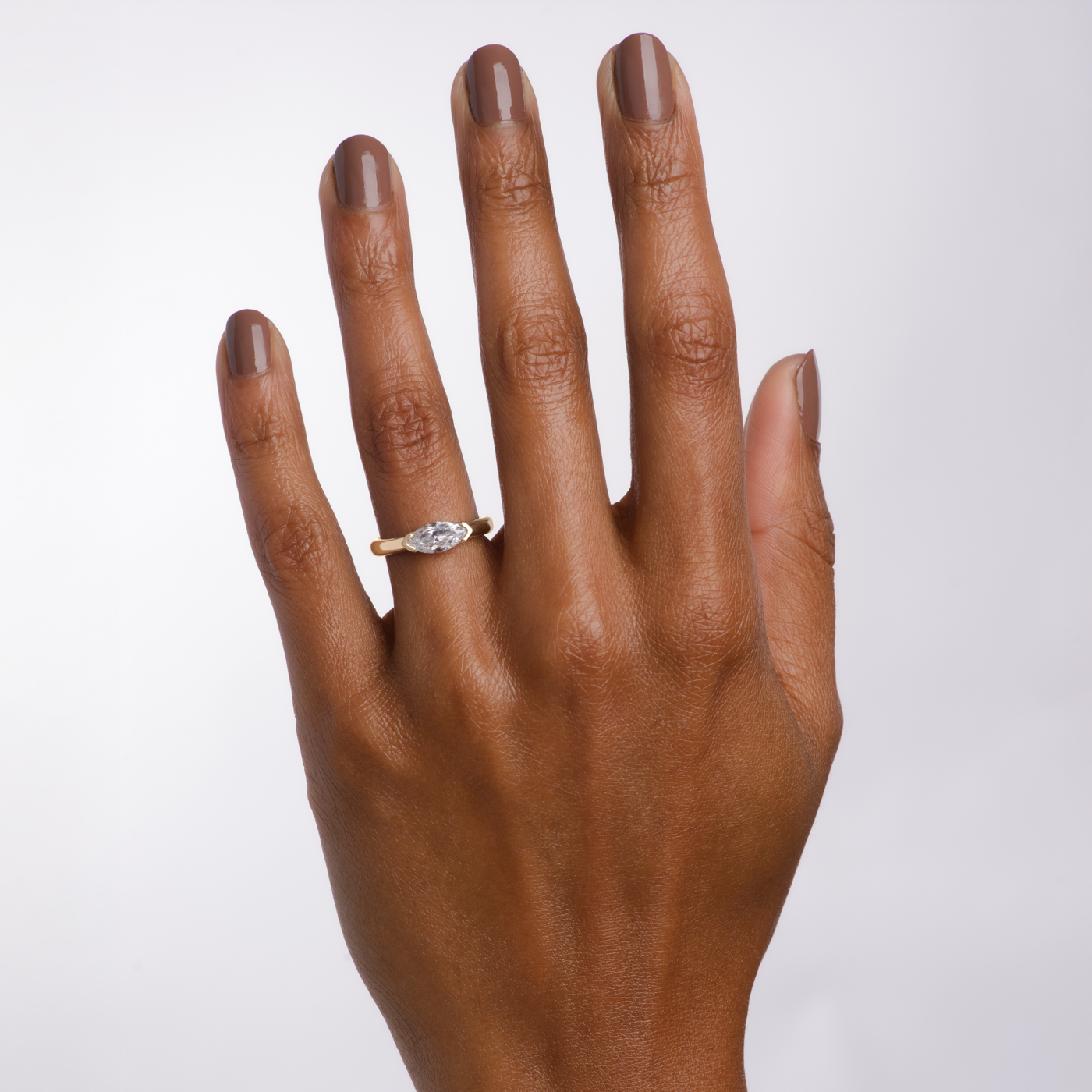 Half Bezel Marquise Moissanite Ring