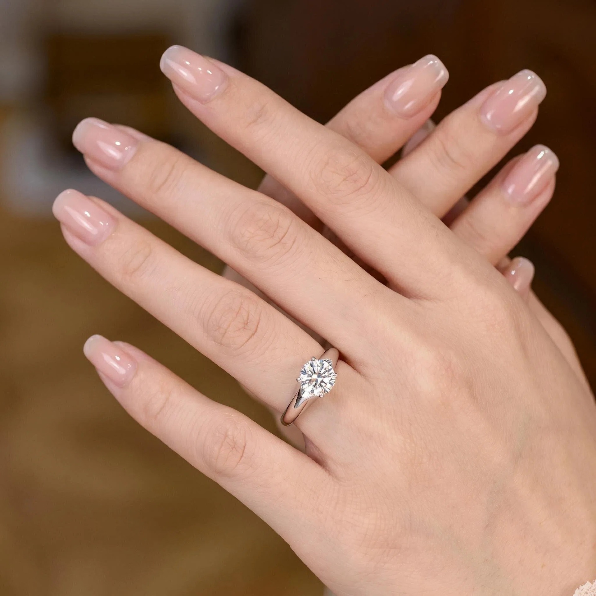Bezel Round Moissanite Engagement Ring