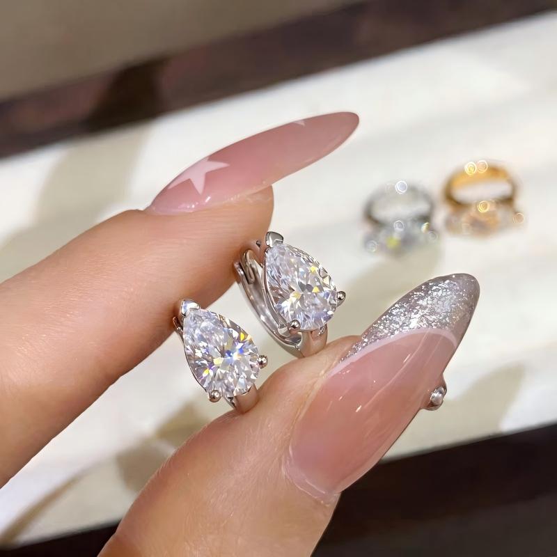 Pear Moissanite Hoop Earrings