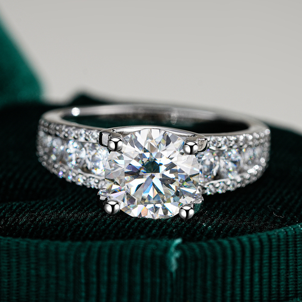 Channel Side-Stone Moissanite Ring