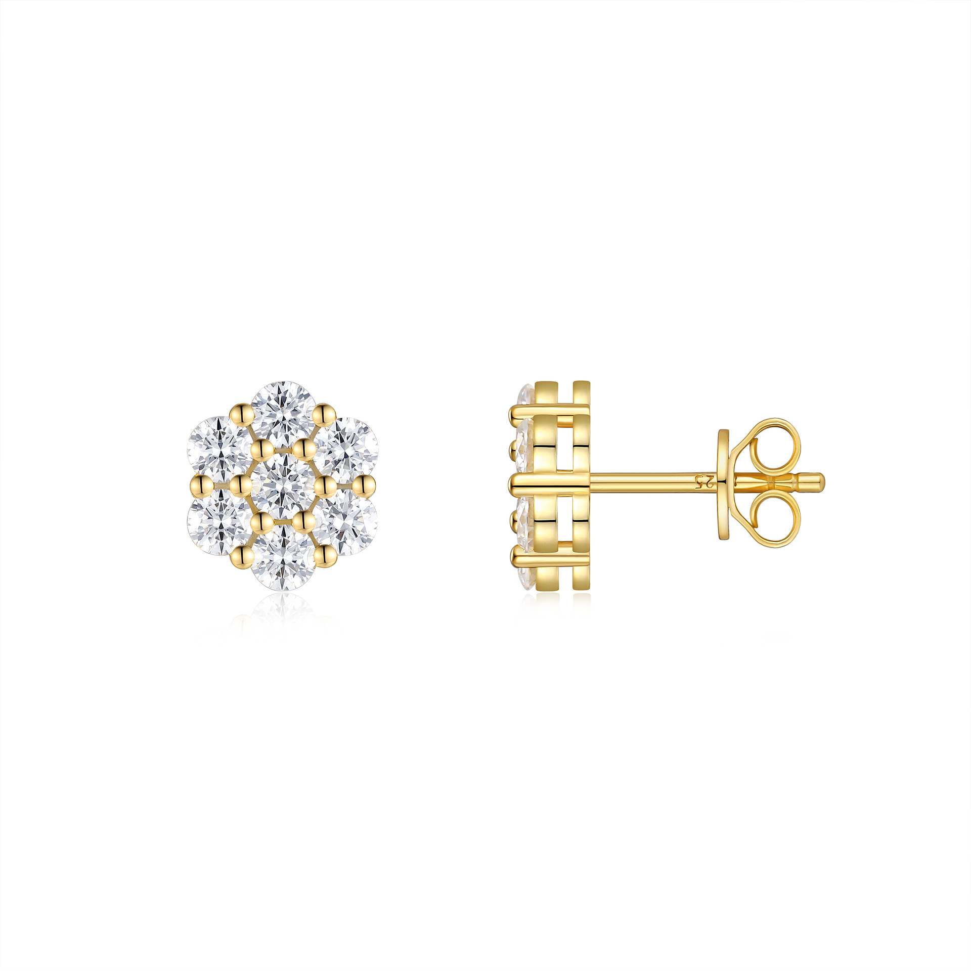 Flower Seven-Stone Moissanite Stud Earrings