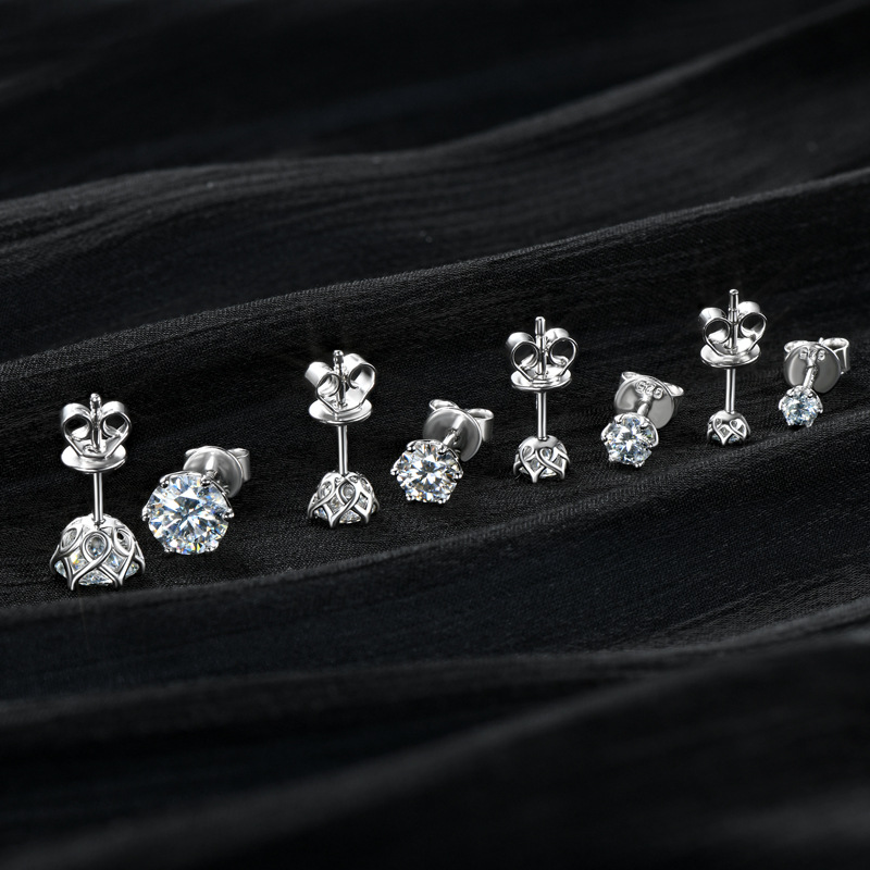 Flower Crown Moissanite Stud Earrings