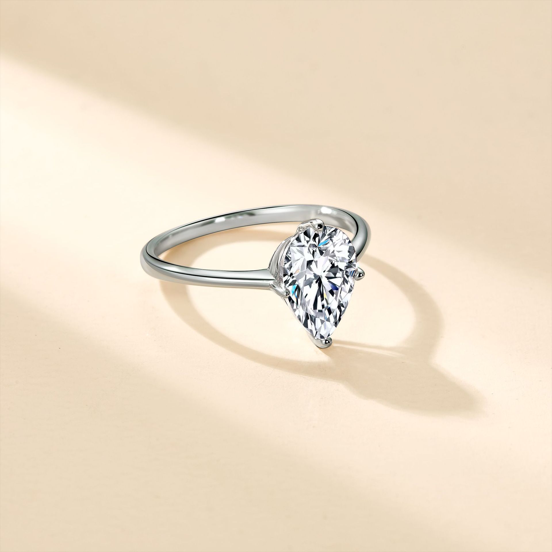 Solitaire Pear Shape Moissanite Engagement Ring 2.0 ct