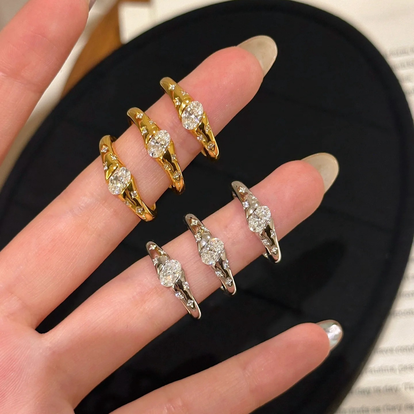Starburst Bezel Moissanite Engagement Ring