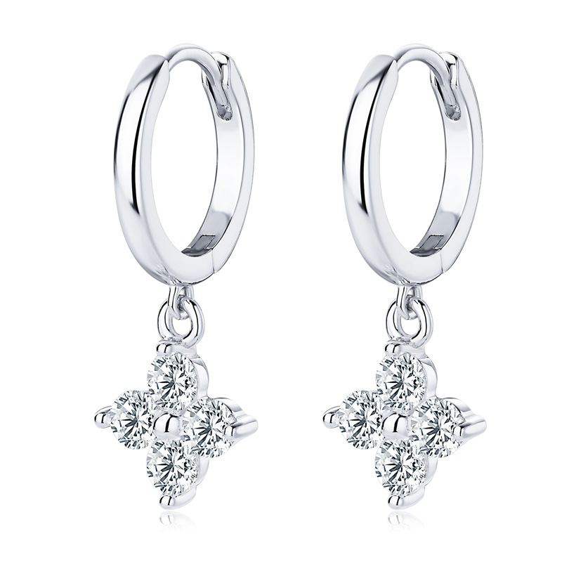 Classic Clover Moissanite Hoop Earrings