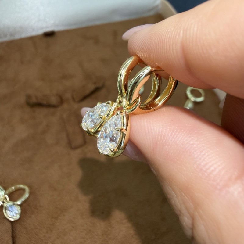 Pear Bezel Illusion Hoop Moissanite Earrings