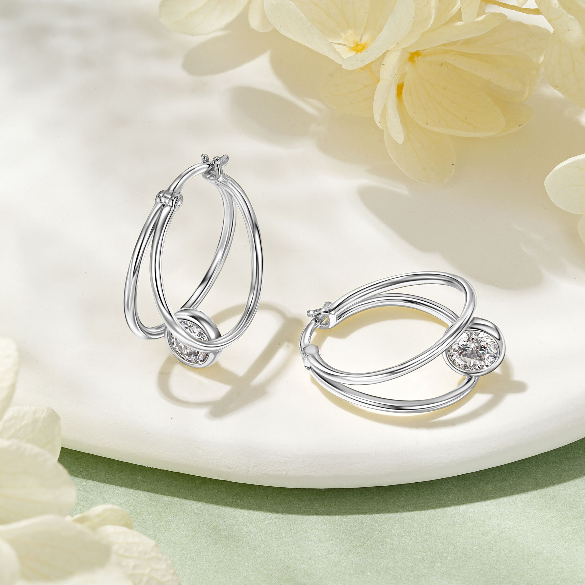 Double Layered Moissanite Hoop Earrings