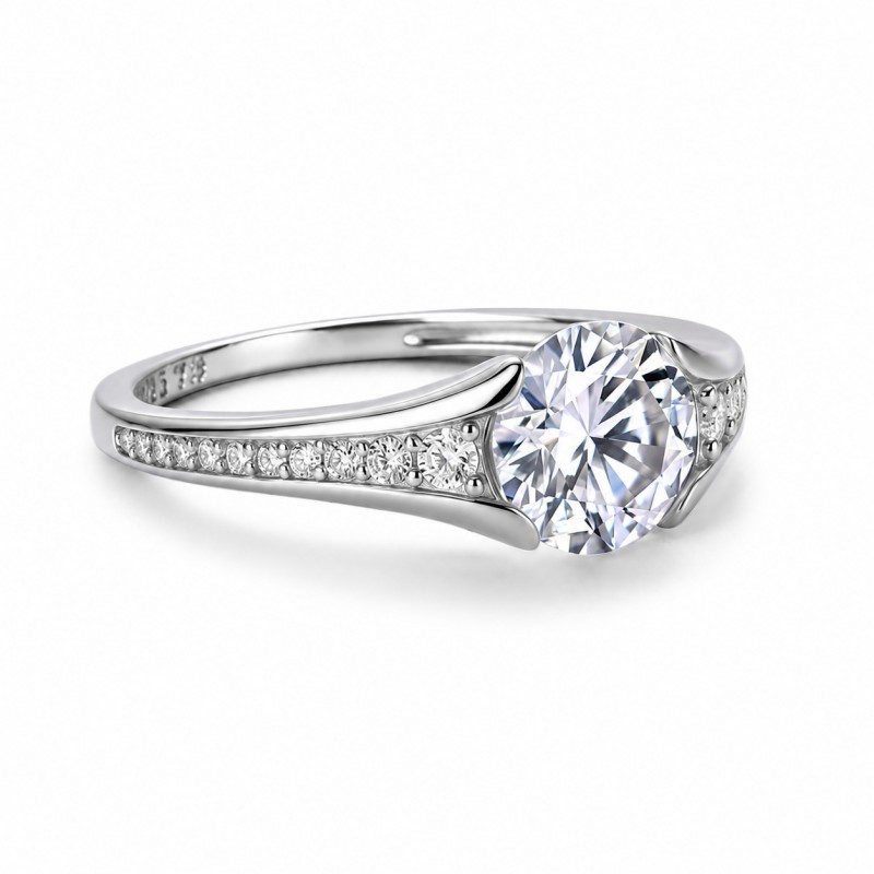 Channel Half Bezel Moissanite Ring