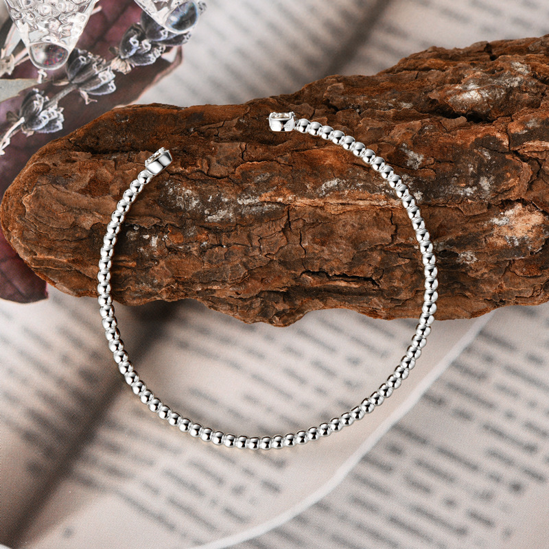 Julia Moissanite Beaded Bangle-VOOGME