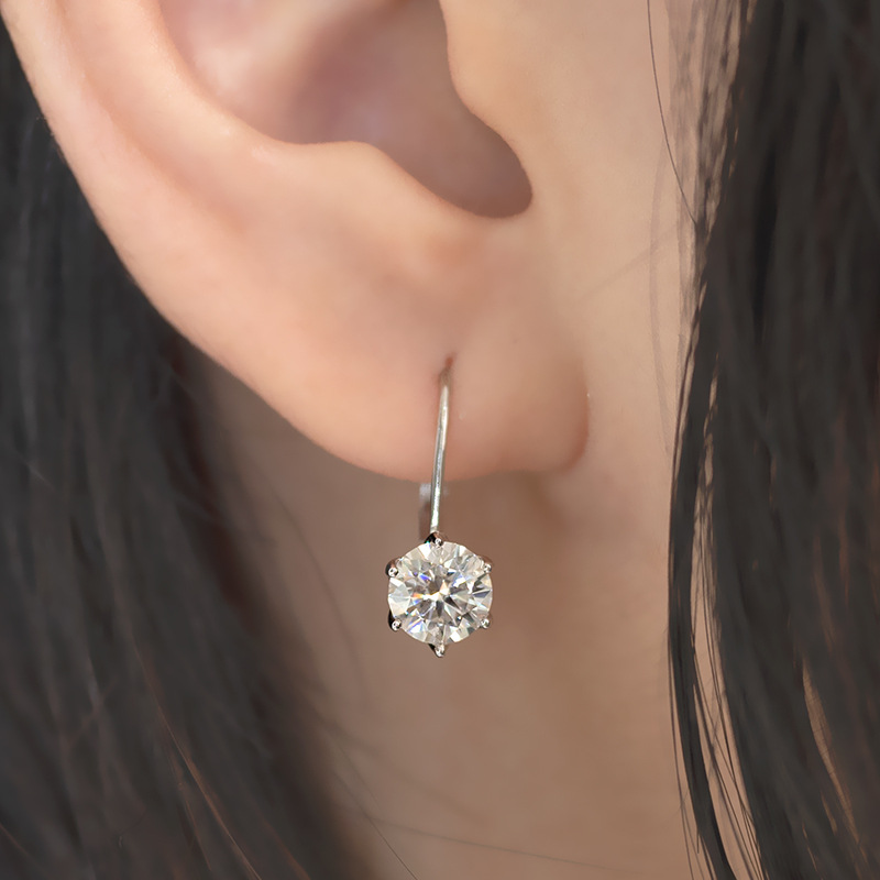 Fleur Leverback Moissanite Earrings