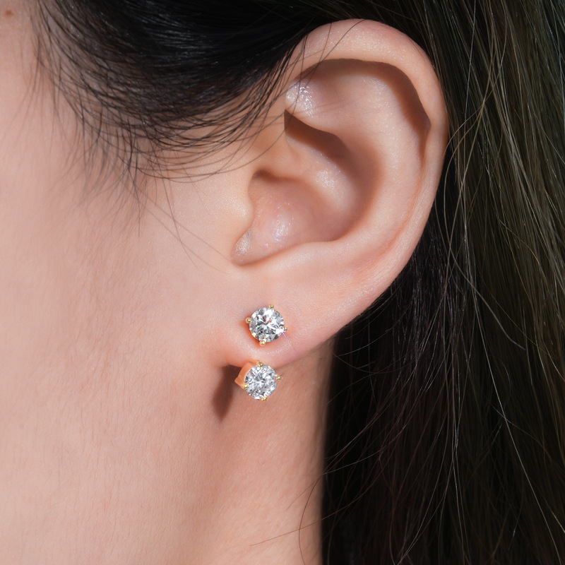 Double Round Moissanite Stud Earrings-VOOGME