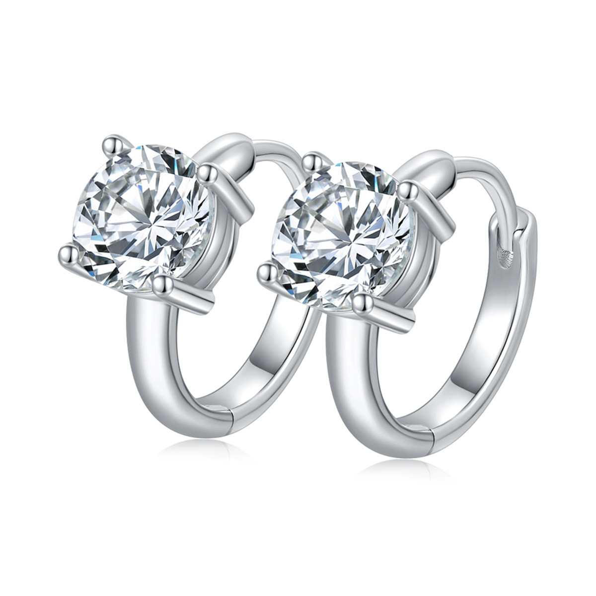 Tracy Four-Prong Moissanite Hoop Earrings-VOOGME