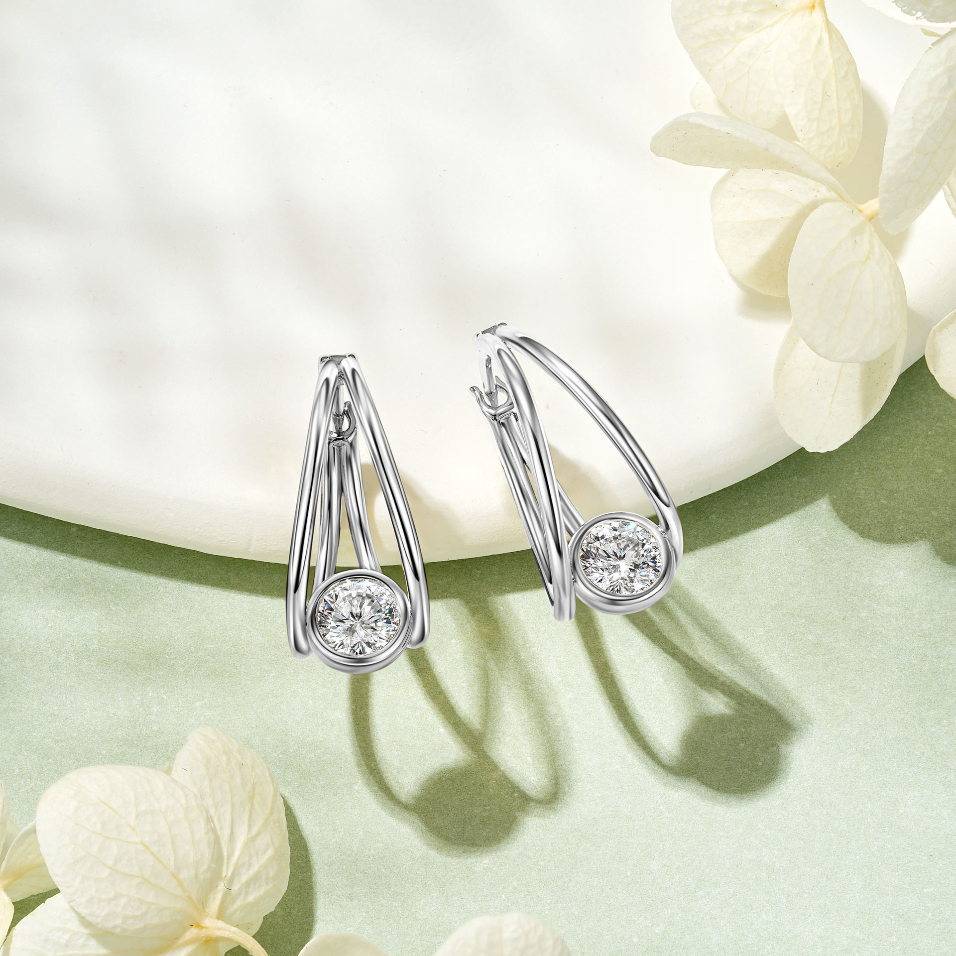 Double Layered Moissanite Hoop Earrings