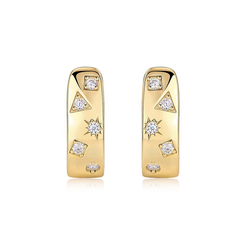 Calypso Star Wide Moissanite Hoop Earrings