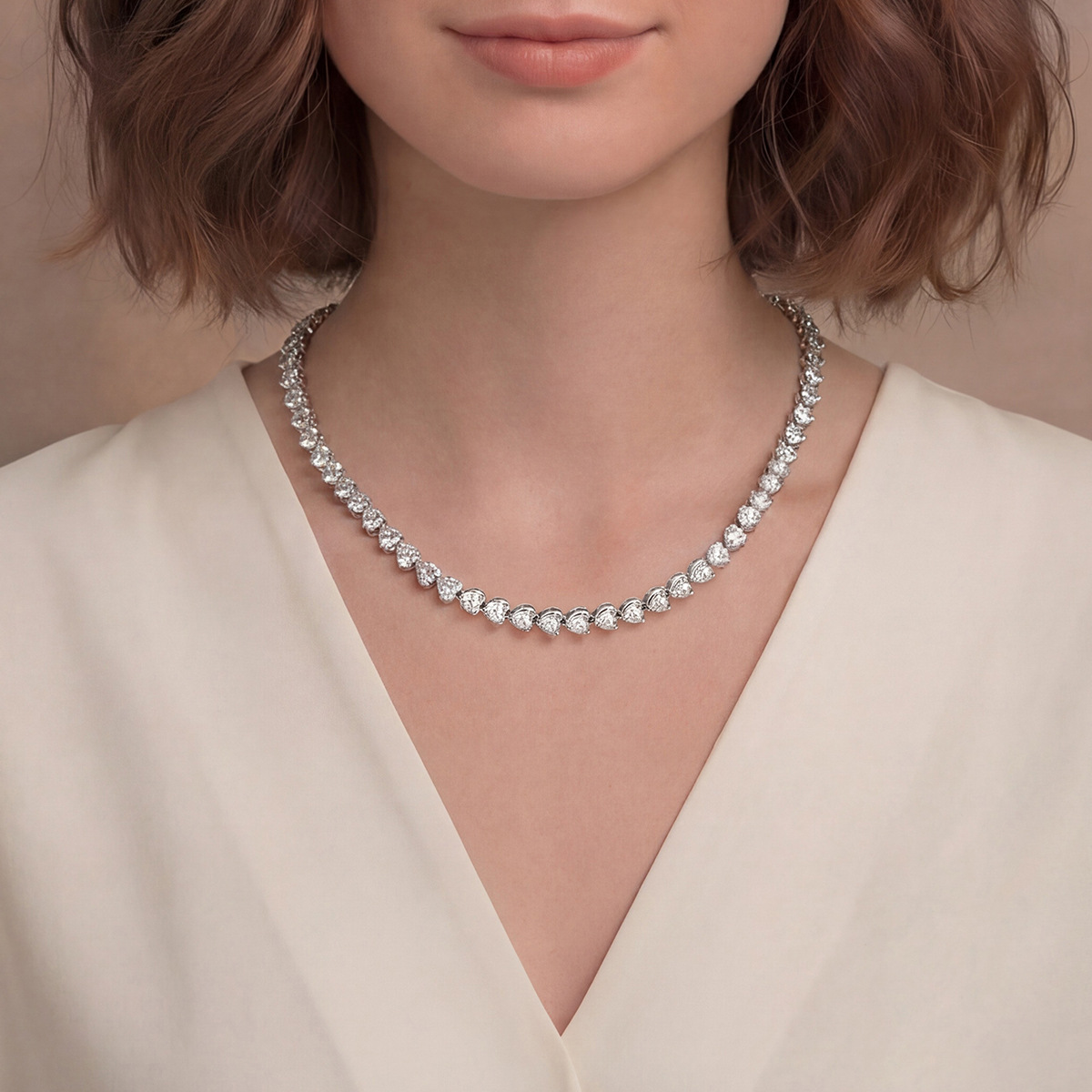 Heart Moissanite Tennis Necklace