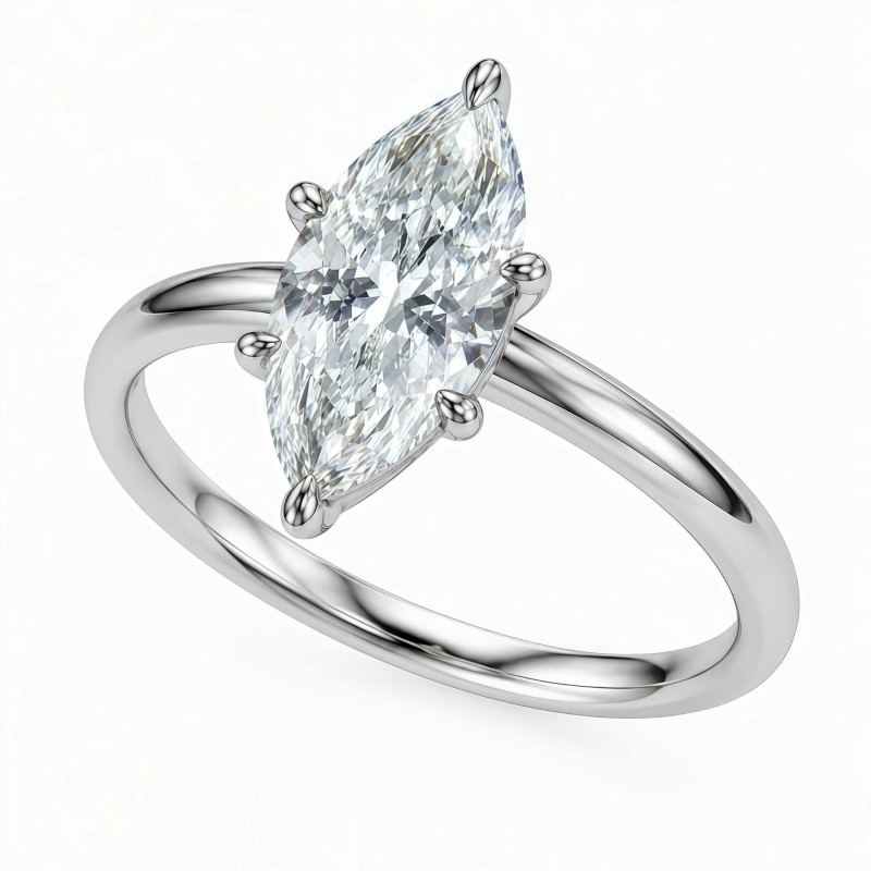 Classic Six-Prong Marquise Moissanite Ring