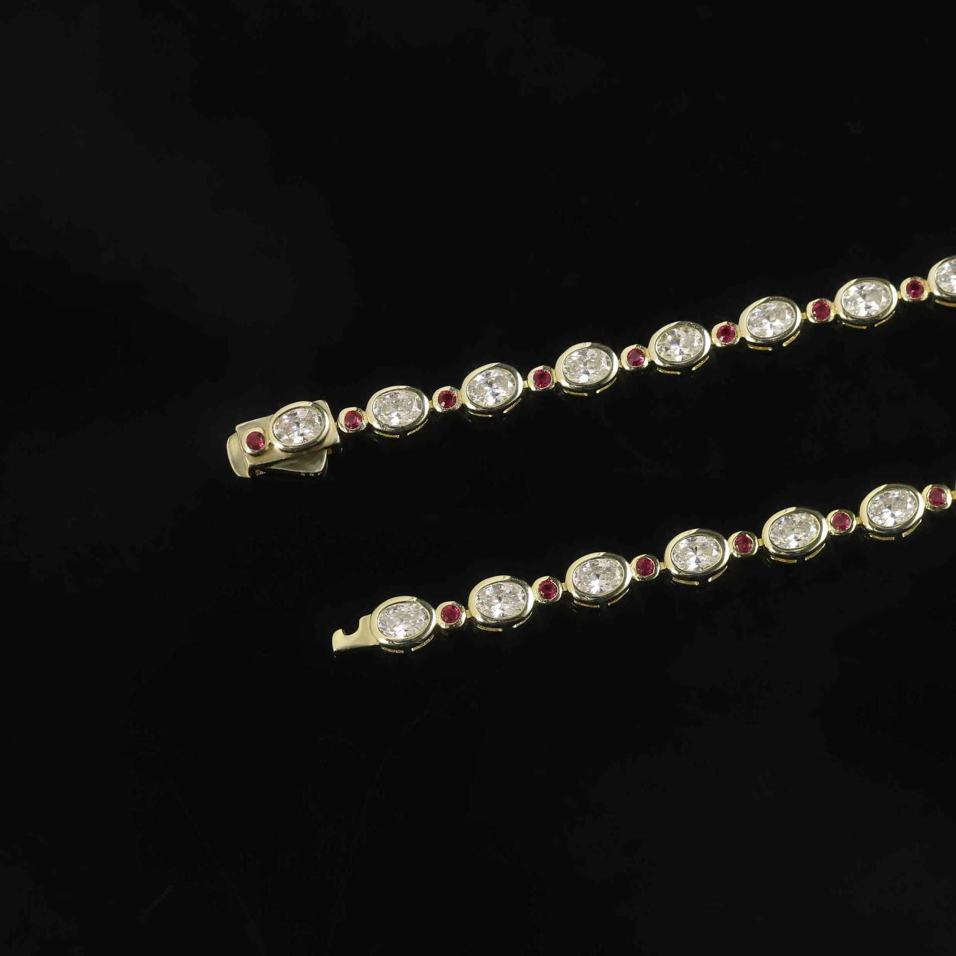 Bezel Oval Moissanite&Ruby Gemstone Bracelet