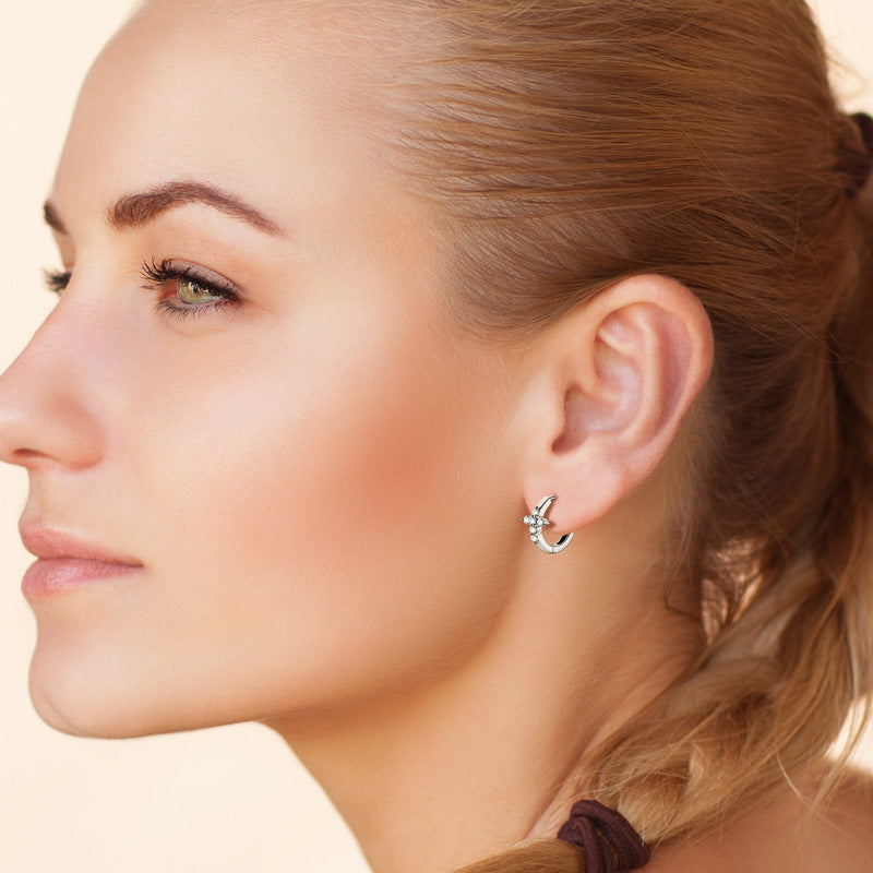 French Cross Moissanite Hoop Earrings (0.36 ct.tw.)-VOOGME