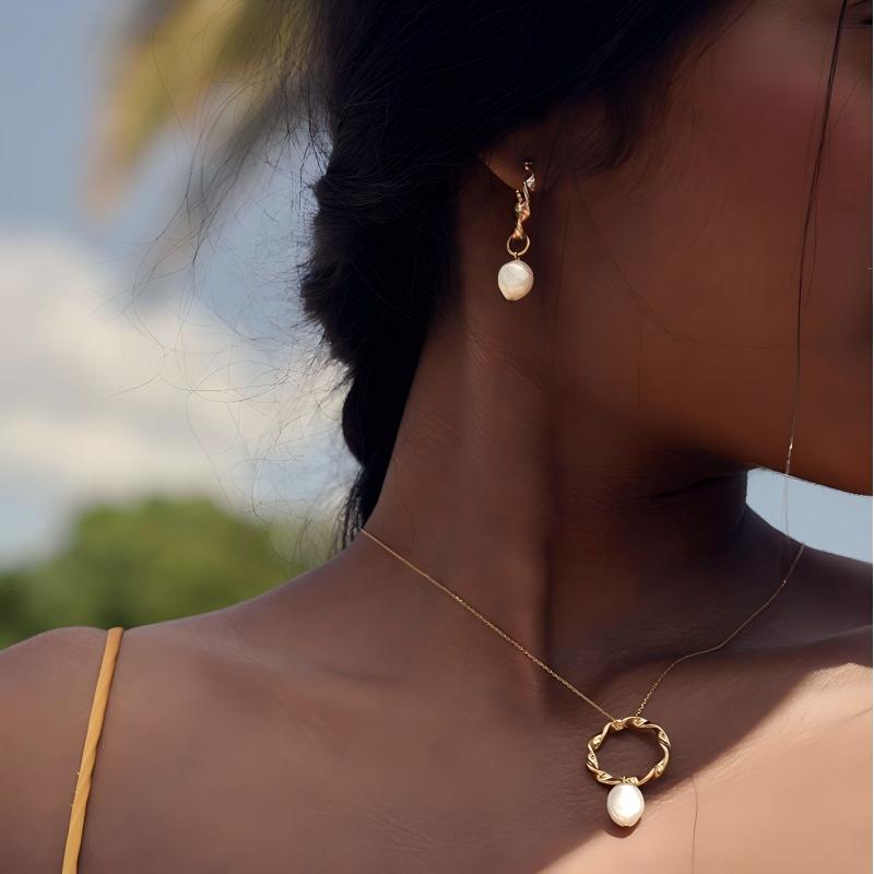 Anica Braided Baroque Pearl Drop Earrings