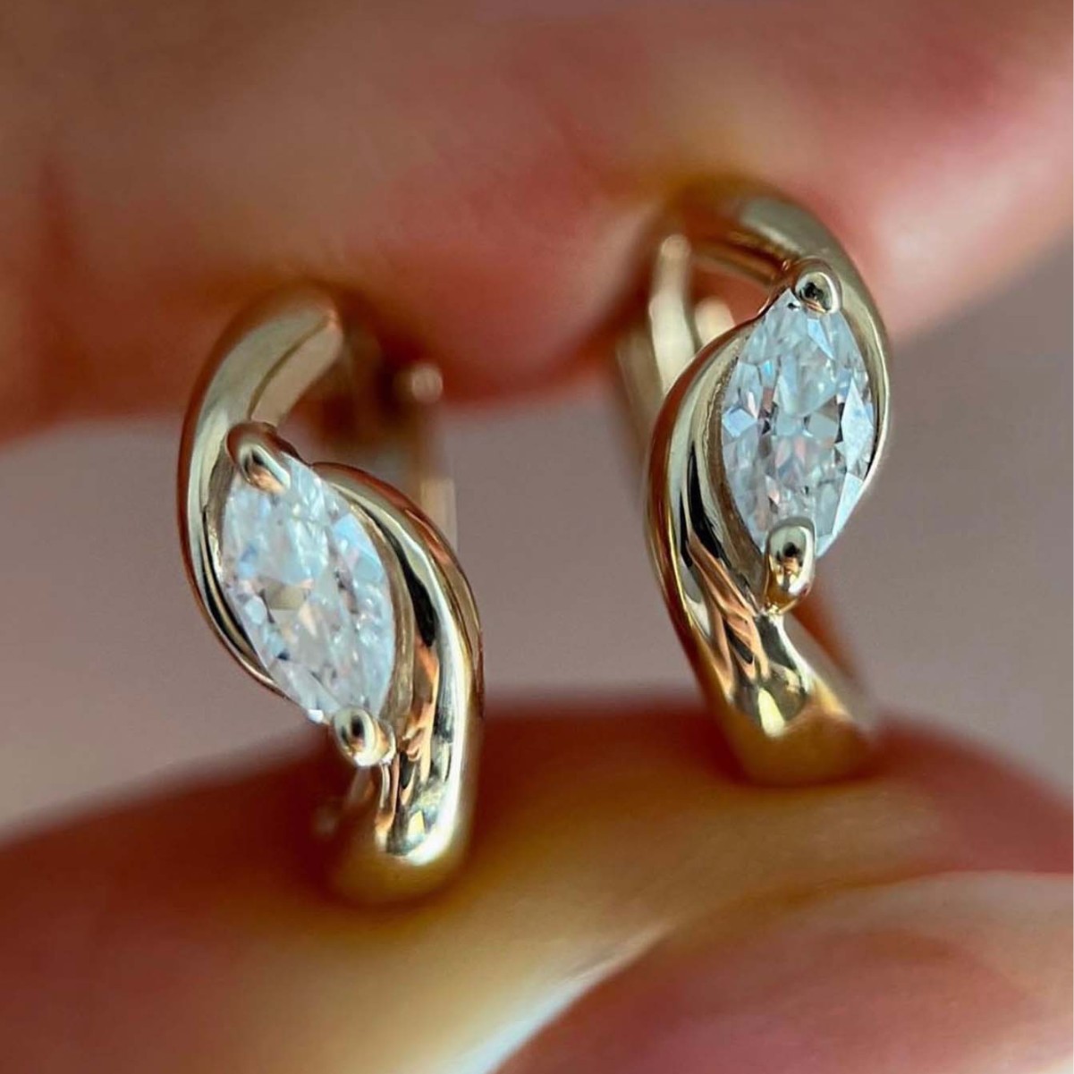 Oriel Marquise Moissanite Hoop Earrings
