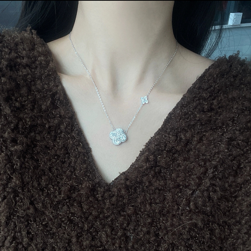 Double Lucky Clover Moissanite Necklace