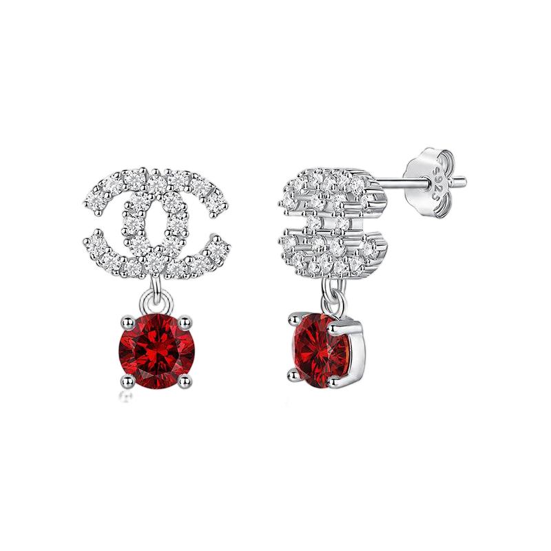 Double C Moissanite Drop Earrings