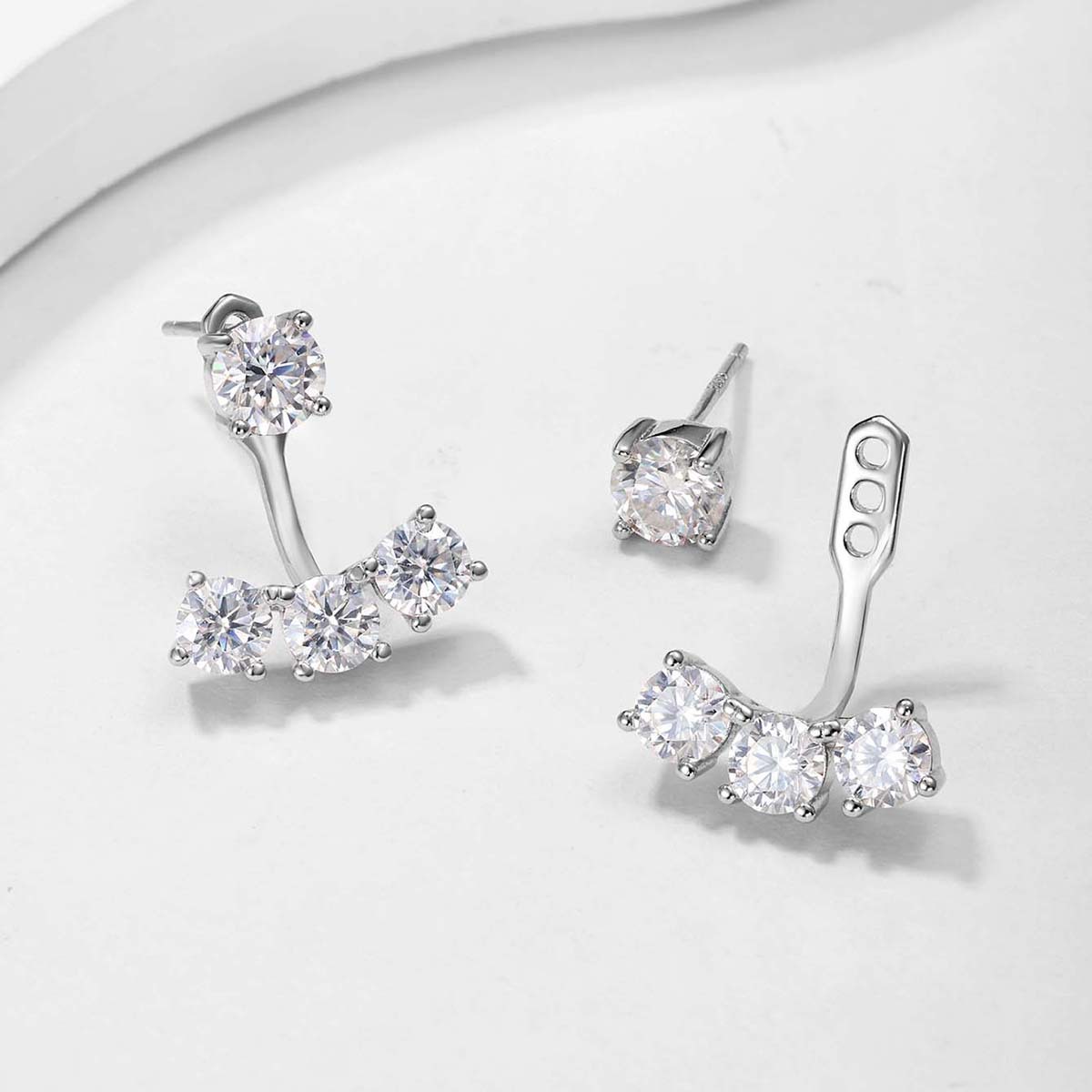 Cluster Round Moissanite Jacket Earrings