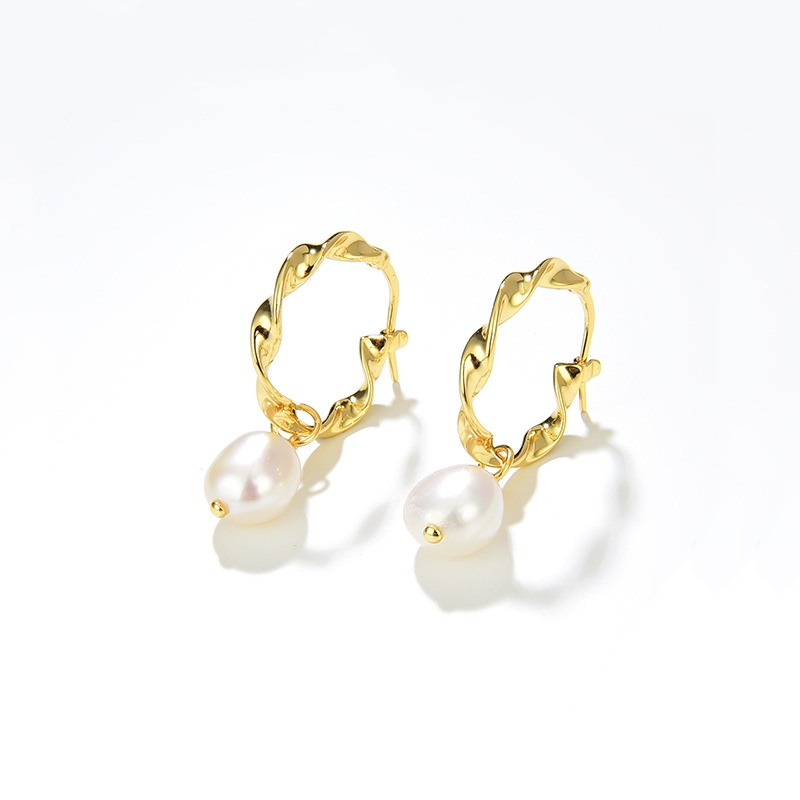 Anica Braided Baroque Pearl Drop Earrings