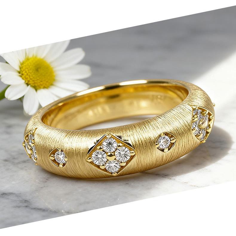 Nixie Brushed Finish Moissanite Ring