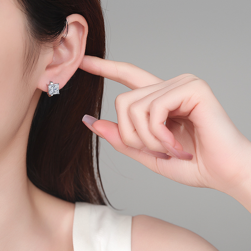 Classic Princess Moissanite Hoop Earrings