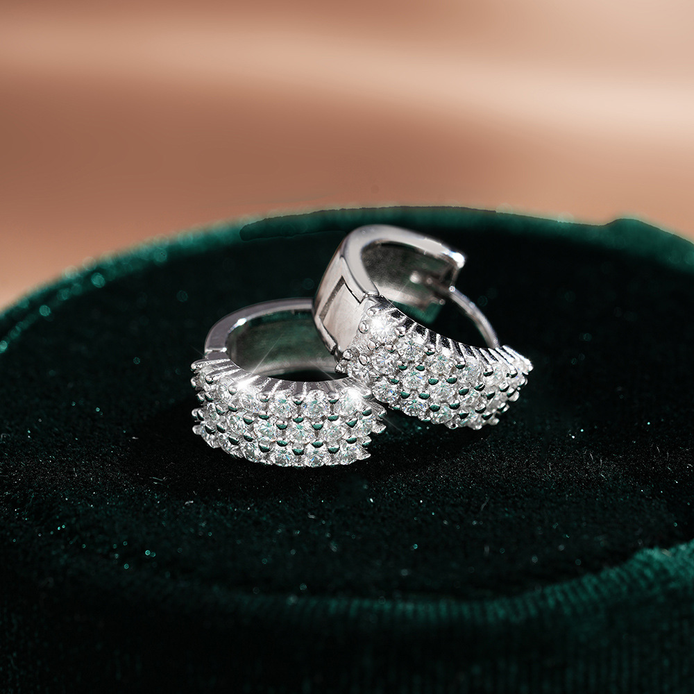 Gaia Three-Row Moissanite Hoop Earrings