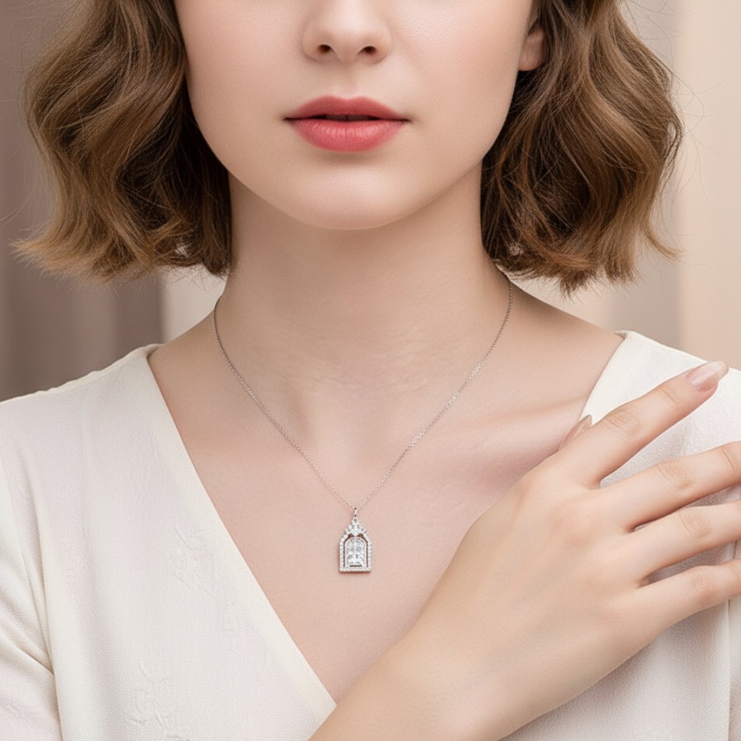 Heart Window Moissanite Necklace