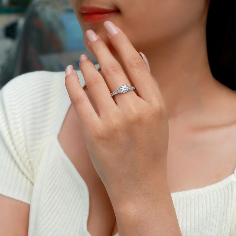 Channel Half Bezel Moissanite Ring