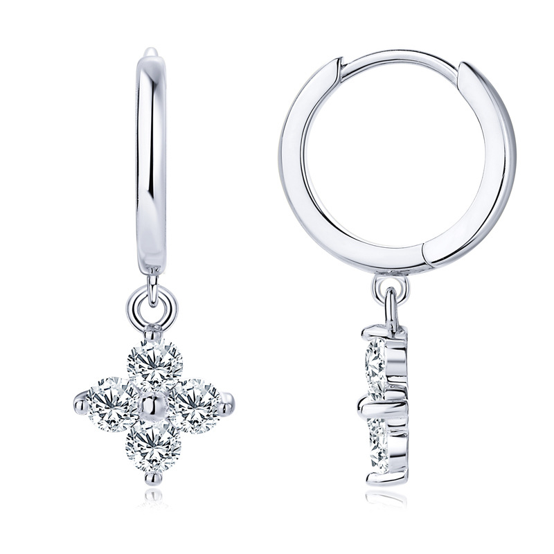 Classic Clover Moissanite Hoop Earrings