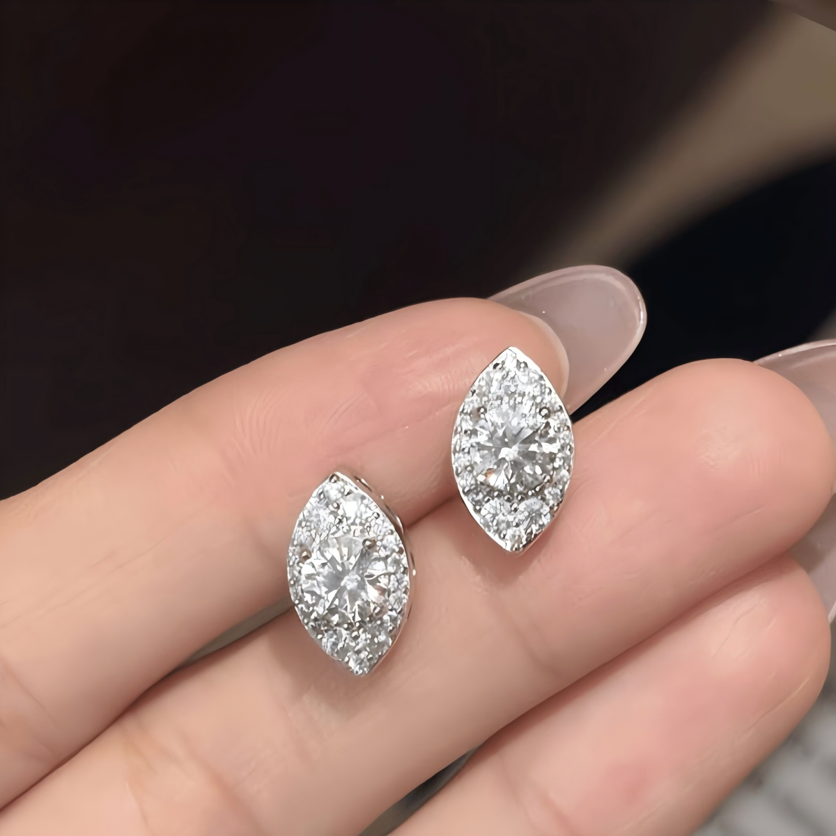 Evil Eye Moissanite Stud Earrings