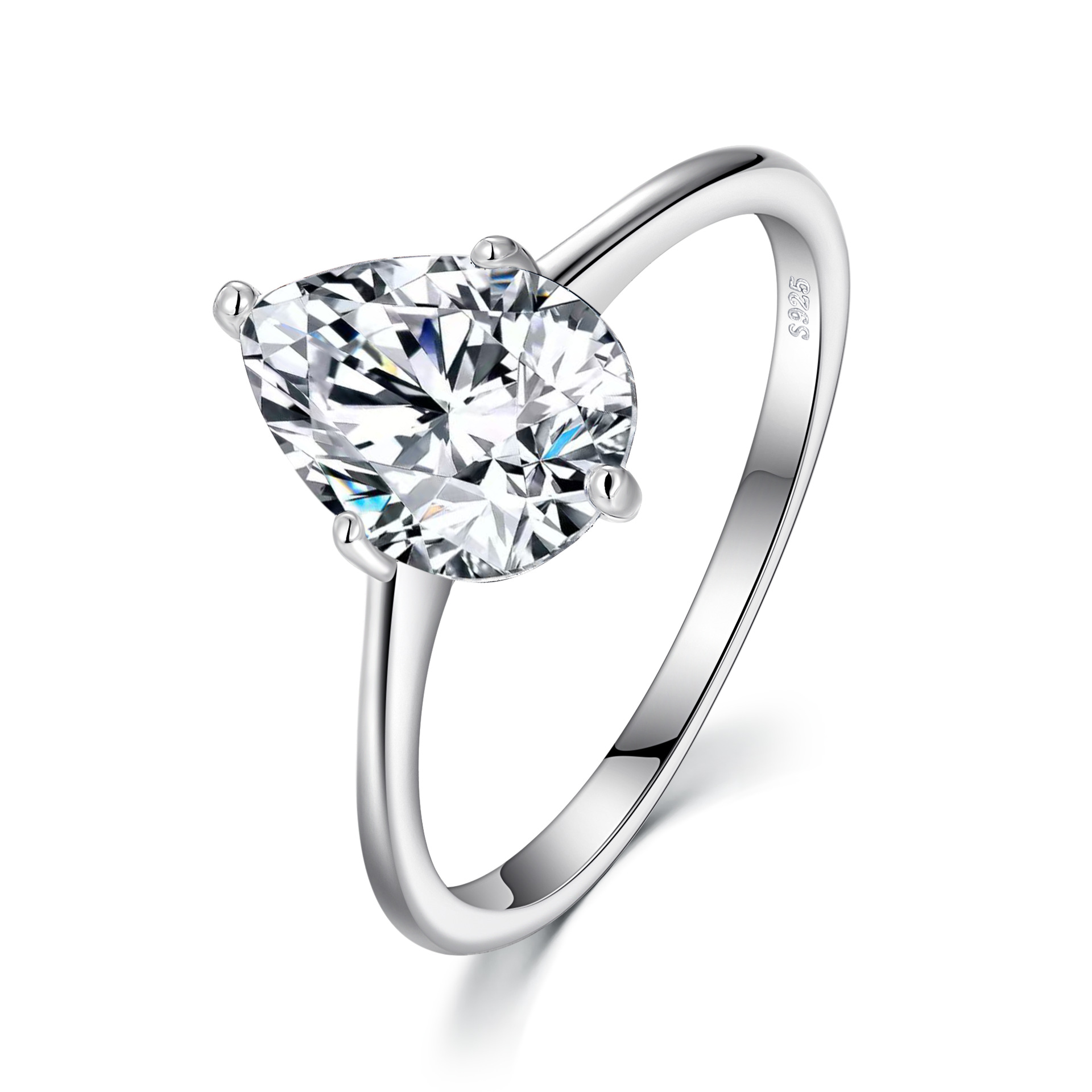 Solitaire Pear Shape Moissanite Engagement Ring 2.0 ct