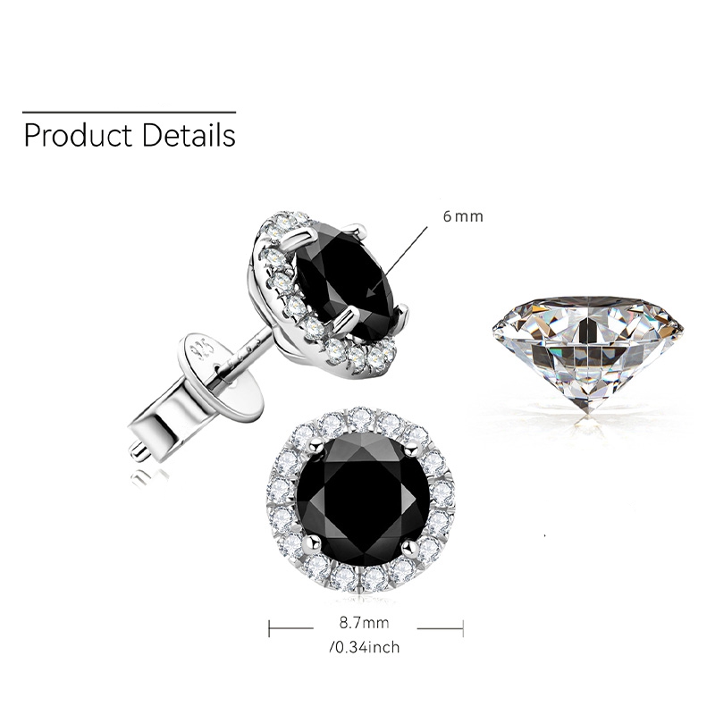 Karin Black Moissanite Stud Earrings-VOOGME
