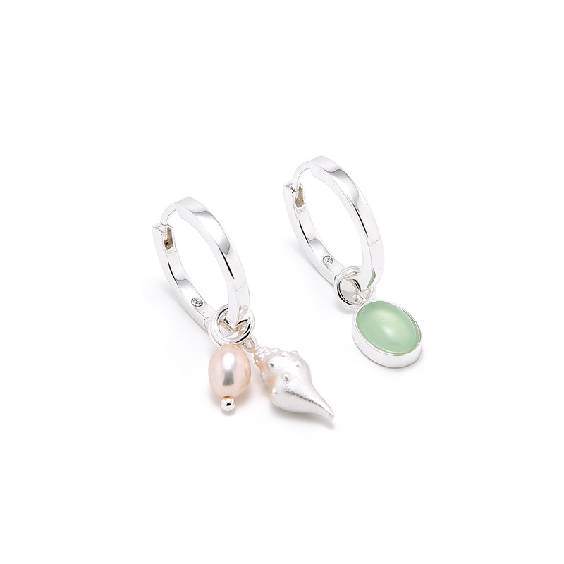 Asymmetrical Conch Baroque Pearl Drop Earrings