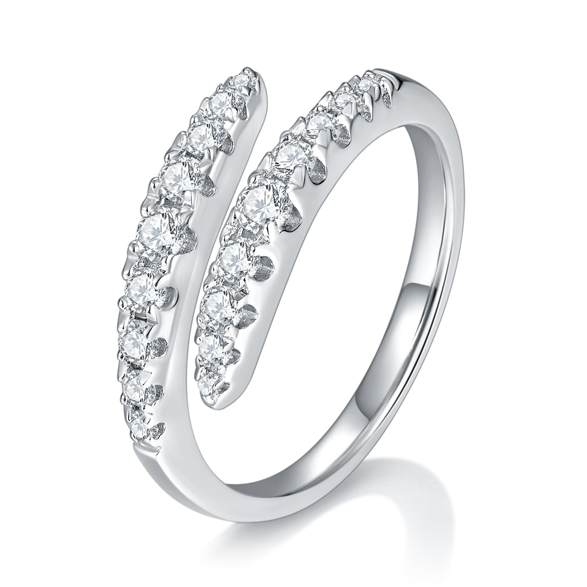 Leigh Double Row Moissanite Wedding Band-VOOGME