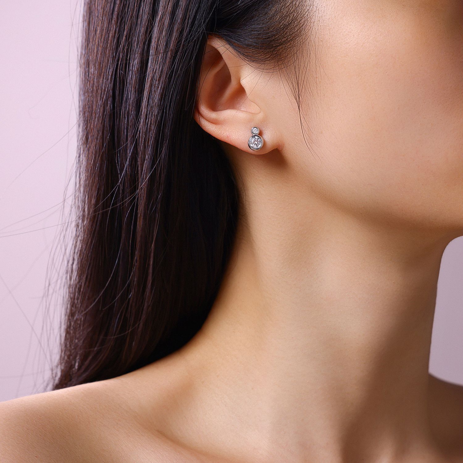 Granule Double Moissanite Stud Earrings