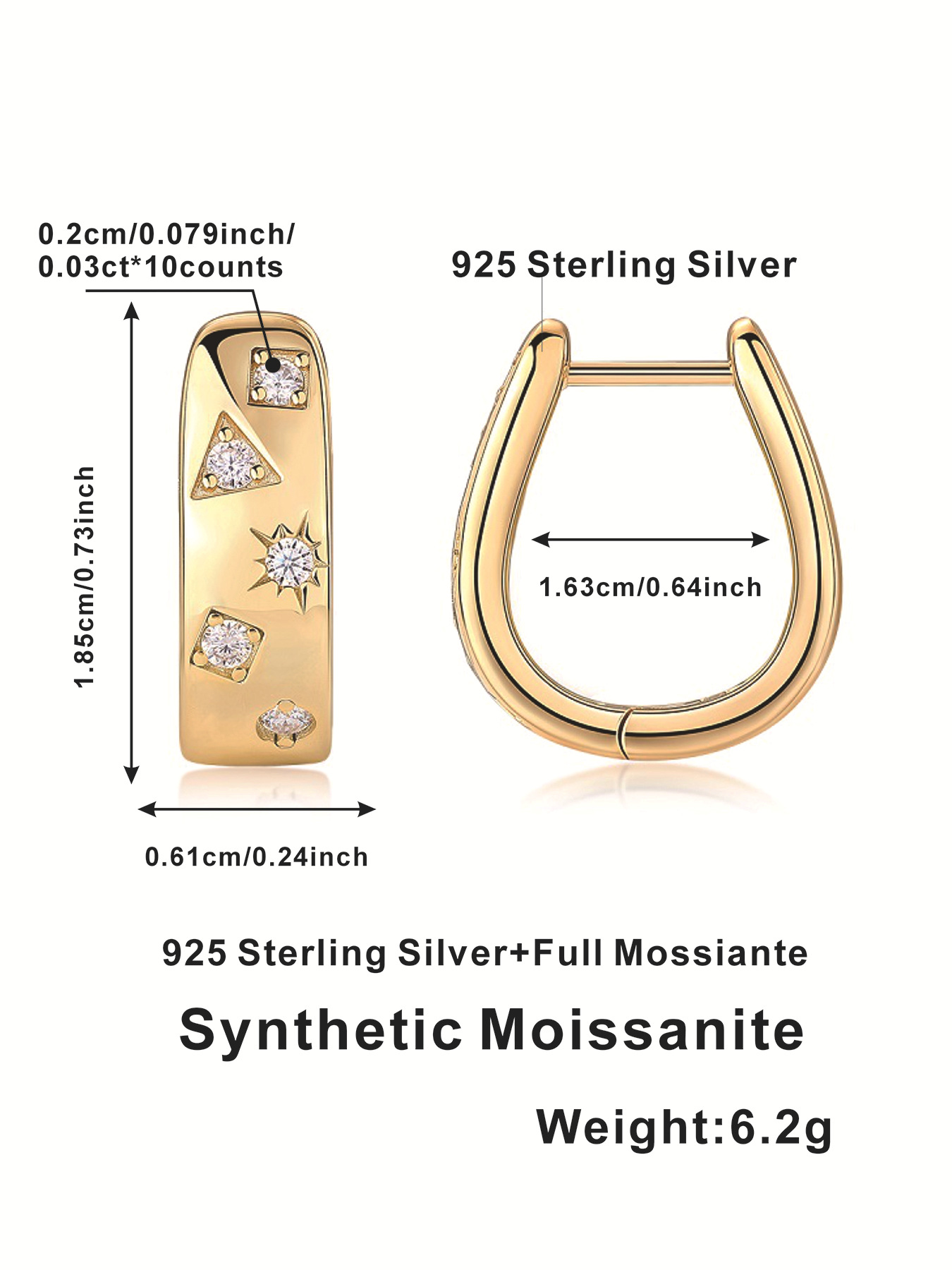 Calypso Star Wide Moissanite Hoop Earrings