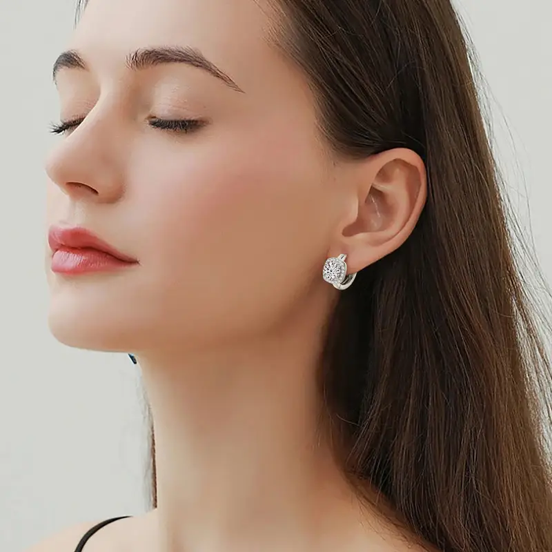 Nadine Square Wrap Moissanite Hoop Earrings