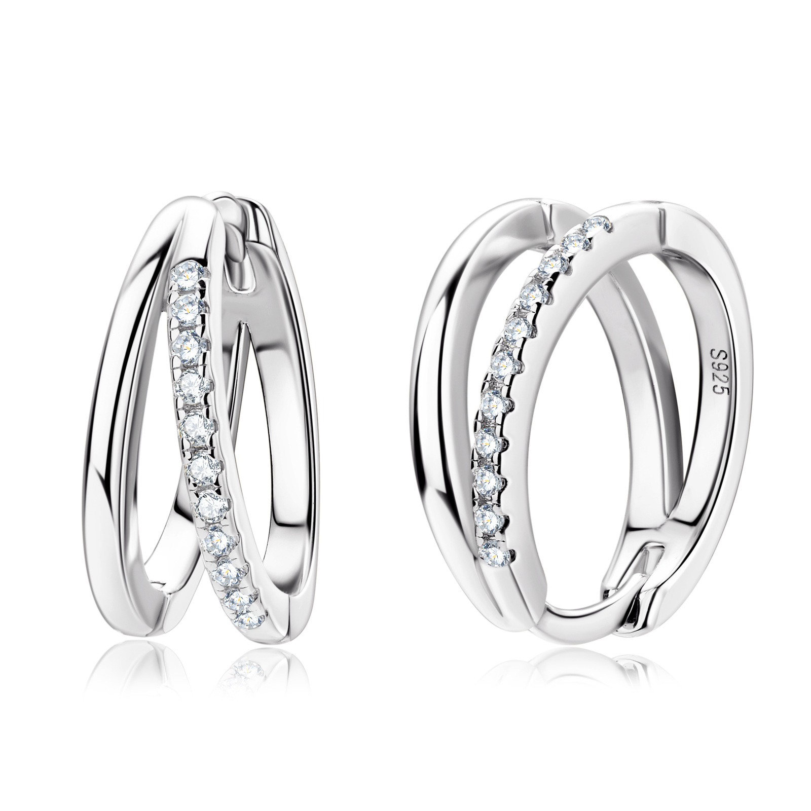V Double Layer Moissanite Hoop Earrings