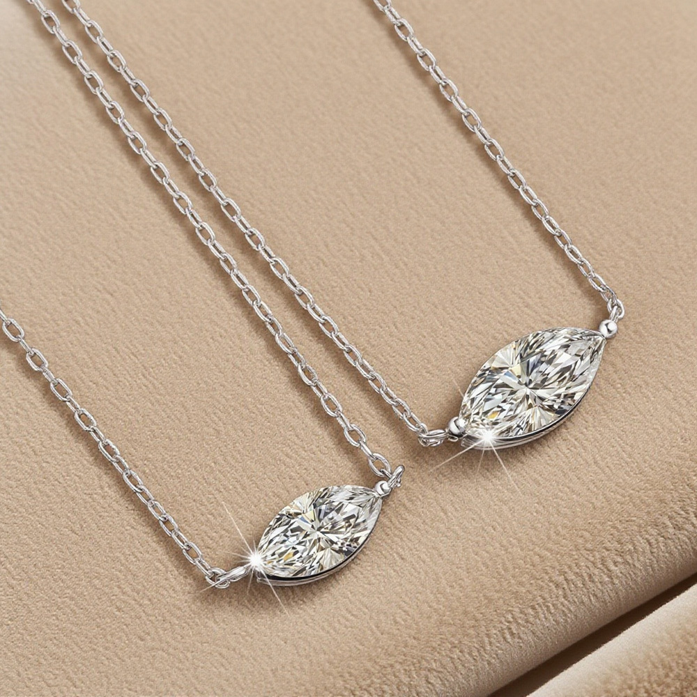 East West Marquise Moissanite Necklace